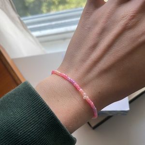 Handmade pink beaded bracelet